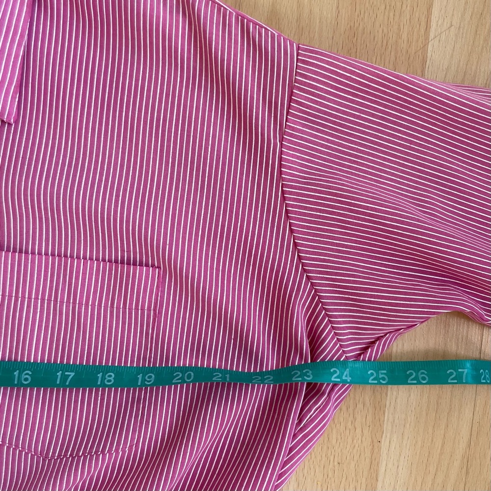 Vintage Oversized Striped Button Down Top Shirt Dress Nautical red pink white - Picture 9 of 10